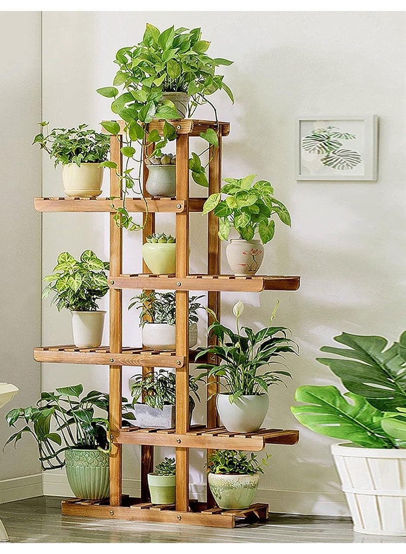 DubaiGallery حامل نباتات خشبي لزاوية الجدار داخلي خارجي حديقة رف أصص الزهور توفير المساحة - Image 2