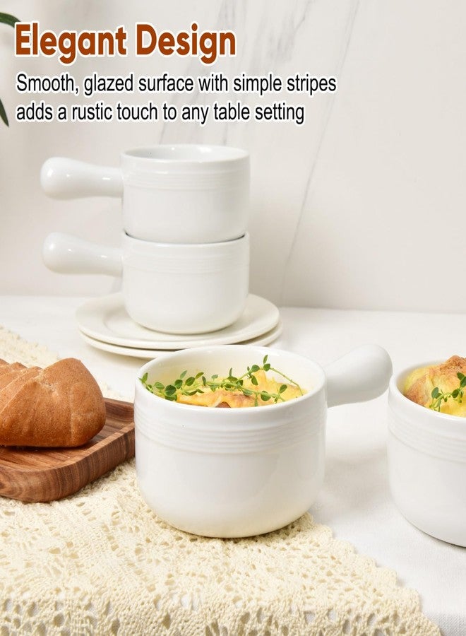 Vumdua French Onion Soup Bowls with Handles, 16 oz Ceramic French Onion Soup Crocks Oven Microwave Dishwasher Safe for Chili, Stew, Cereal, Set of 4, White - Image 5