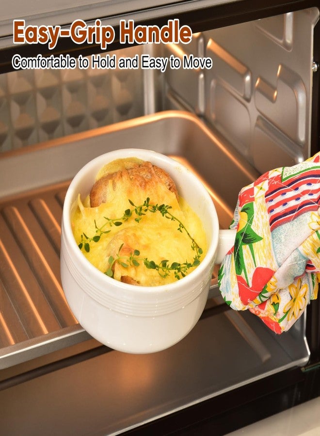 Vumdua French Onion Soup Bowls with Handles, 16 oz Ceramic French Onion Soup Crocks Oven Microwave Dishwasher Safe for Chili, Stew, Cereal, Set of 4, White - Image 4