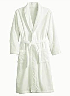 MAXQON Bathrobe (Unisex) - Luxurious Velour Cotton With Terry Inside Double Layer Highly Absorbent Super Soft Bathrobes For Women & Men- Adult Size, Color White  - Image 2