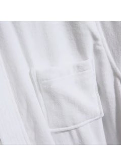 MAXQON Bathrobe (Unisex) - Luxurious Velour Cotton With Terry Inside Double Layer Highly Absorbent Super Soft Bathrobes For Women & Men- Adult Size, Color White  - Image 4