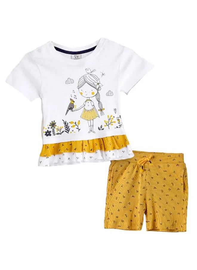 victor and jane Layered Hem Printed Top & Shorts Set by Styli