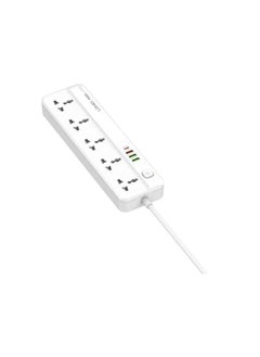 LDNIO SC5415 Universal Power Strip With 4 USB Port PD/QC 3.0 20W Power, 5 Outlets And Switch Button, 2500W - White  - Image 3