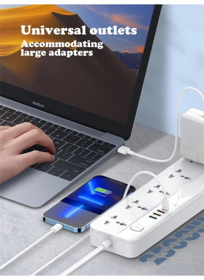 LDNIO - مشترك طاقة عالمي SC5415 مزود بـ 4 منافذ USB PD/QC 3.0 بقوة 20 وات و5 منافذ وزر تبديل، 2500 وات - أبيض - Image 1
