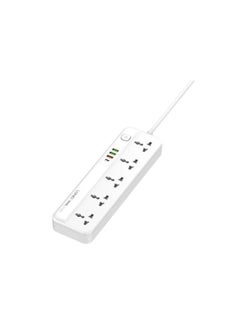 LDNIO SC5415 Universal Power Strip With 4 USB Port PD/QC 3.0 20W Power, 5 Outlets And Switch Button, 2500W - White  - Image 2