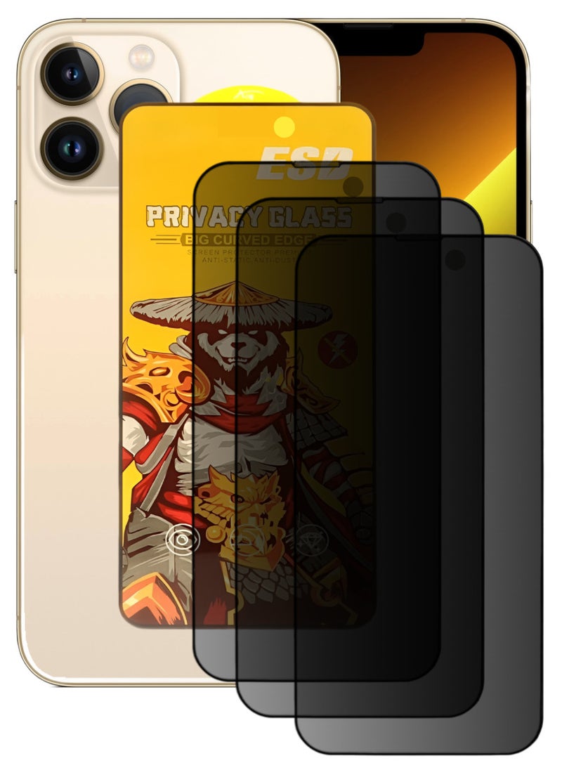 ESD 3 Pieces Tempered Dustproof Privacy Glass Screen Protector Compatible For iPhone 13 Pro - Image 1