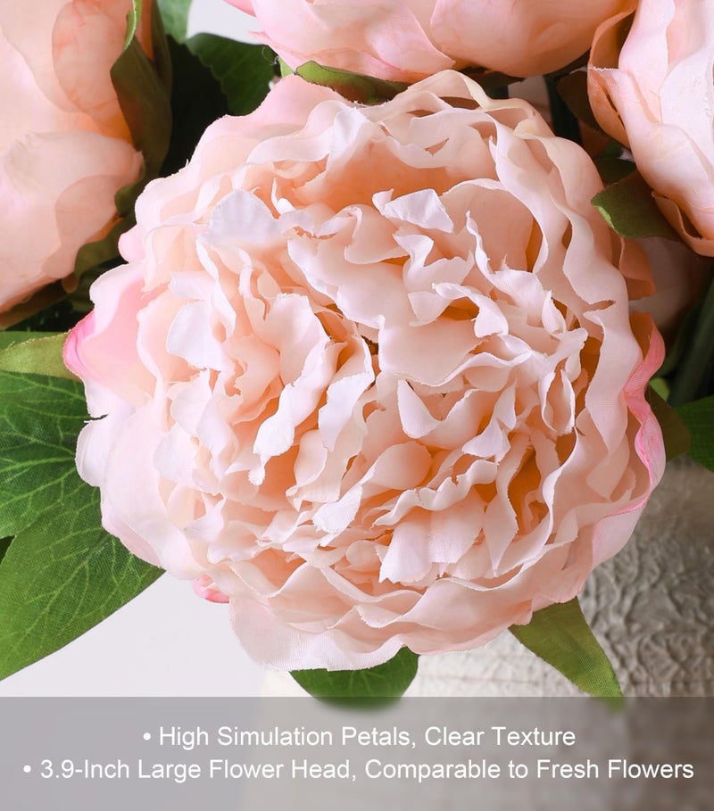 florisso Light Pink Peony Artificial Flowers - 11 Branches Silk Peonies for Vase Arrangements, Wedding Decor & Living Room Accents (Faux Flowers) - Image 5