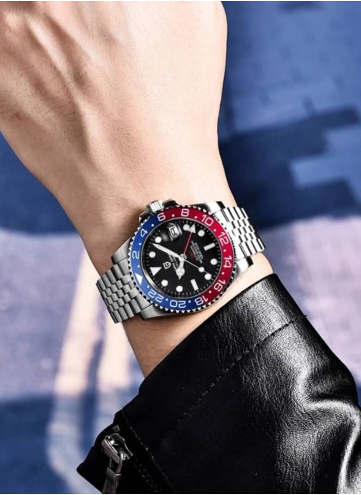 PAGANI DESIGN - Automatic GMT Pepsi Bezel Jubilee Strap Watch for Men - Image 1