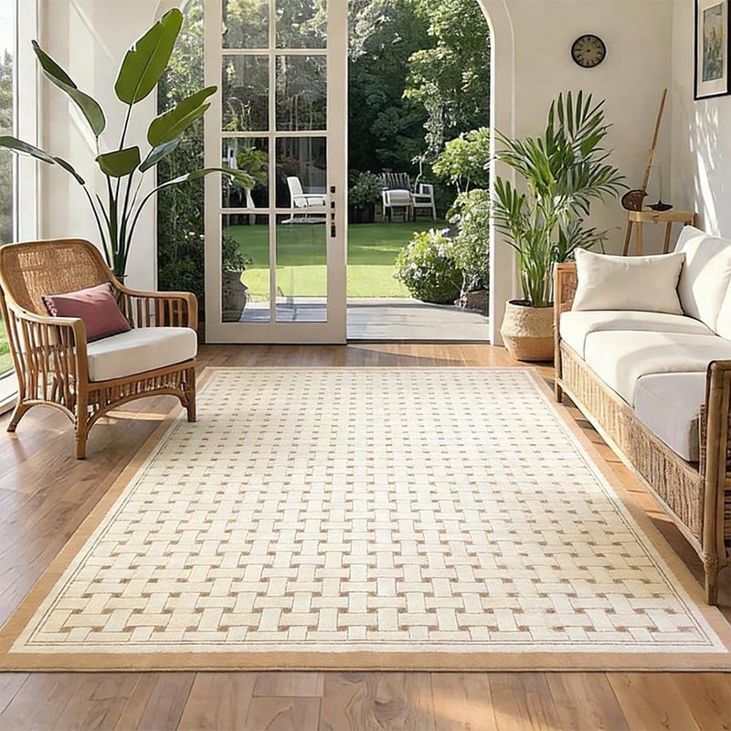 Rubvrenti Area Rug, 120 x 160cm Large Mat Carpet Washable Floor Mat Runner Rug Rectangular Soft Touch Carpet Printed Floor Carpet with Non-Slip Backing for Home Office ﻿ (Butter-120 * 160cm) - Image 1