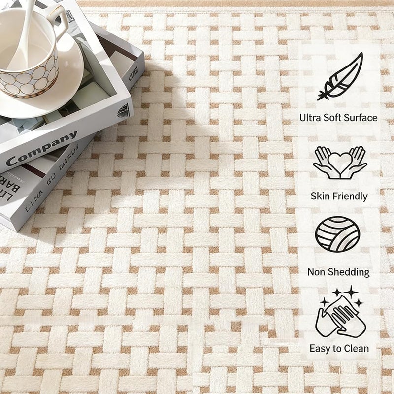 Rubvrenti Area Rug, 120 x 160cm Large Mat Carpet Washable Floor Mat Runner Rug Rectangular Soft Touch Carpet Printed Floor Carpet with Non-Slip Backing for Home Office ﻿ (Butter-120 * 160cm) - Image 4