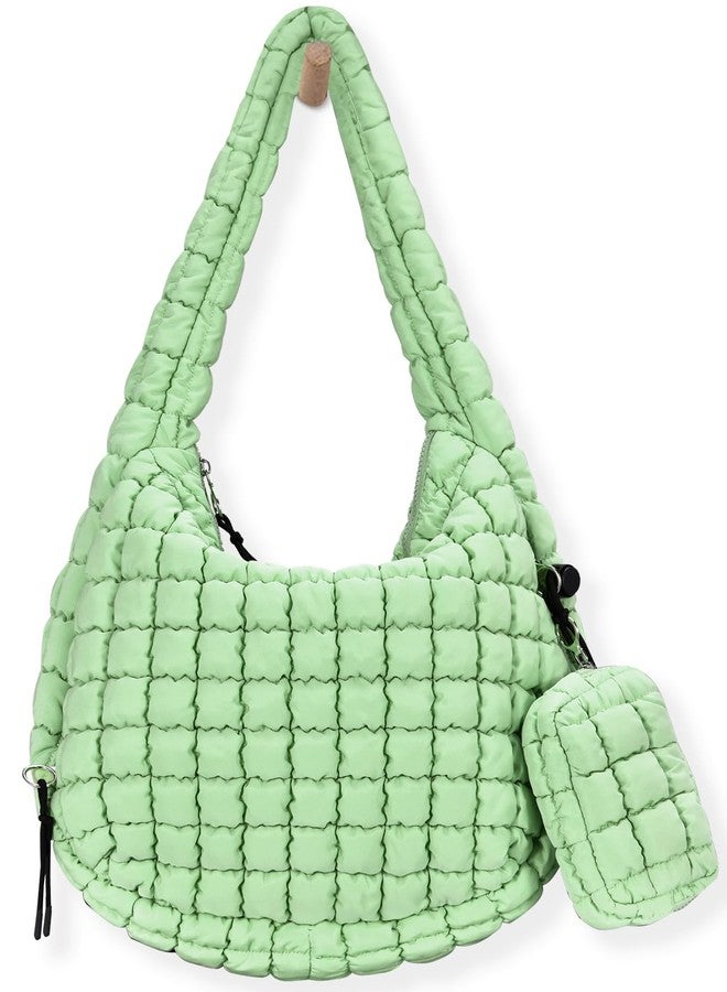 GASSDA Puffer Tote Bag Quilted Tote Bag for Women Puff Bag Quilted Carryall Bag Puffer Purse Puffy Hobo Crossbody Bags for Women (green) - Image 1