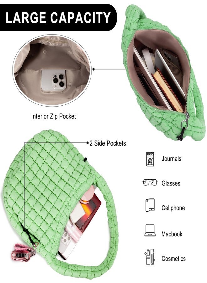 GASSDA Puffer Tote Bag Quilted Tote Bag for Women Puff Bag Quilted Carryall Bag Puffer Purse Puffy Hobo Crossbody Bags for Women (green) - Image 4
