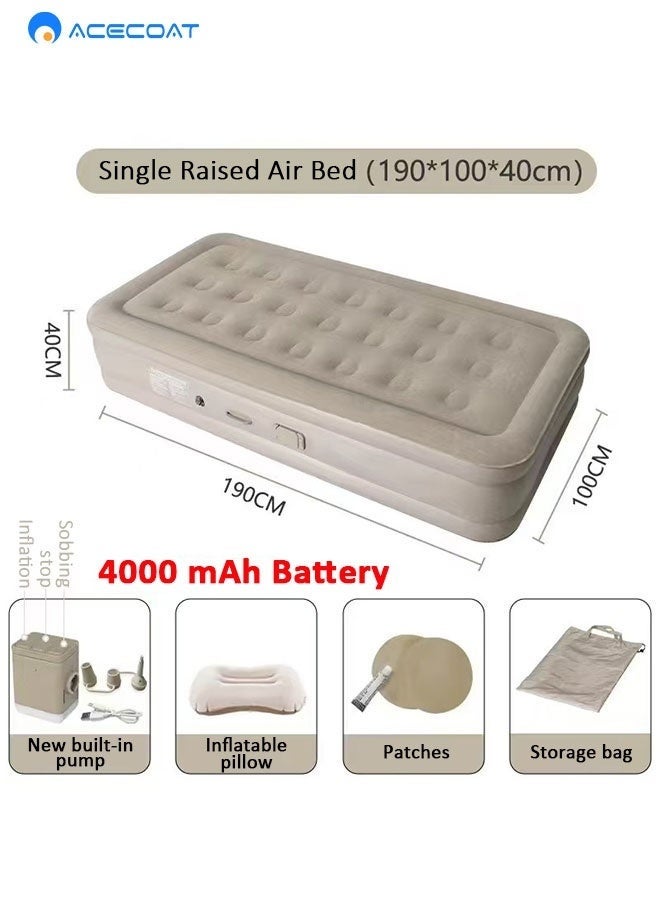 ACECOAT Raised Air Mattress with Never Flat Pump | Luxury Inflatable Mattress with Built in Air Pump to Ensure a Good Night’s Rest | Heavy Duty Blow Up Mattress with Self Inflating Pump - Image 1