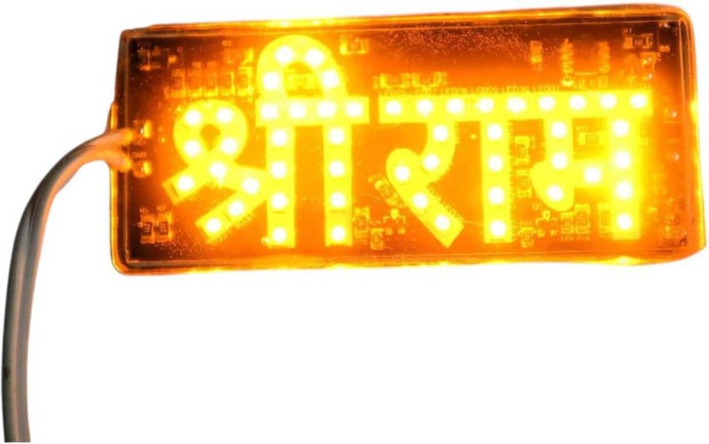 Autozap Shree Ram Ji Bike Led Light Logo Self Adhesive Back Up Lamp Motorbike, Car, Truck, Van (Amber LED) (Pack of 1) - Image 1