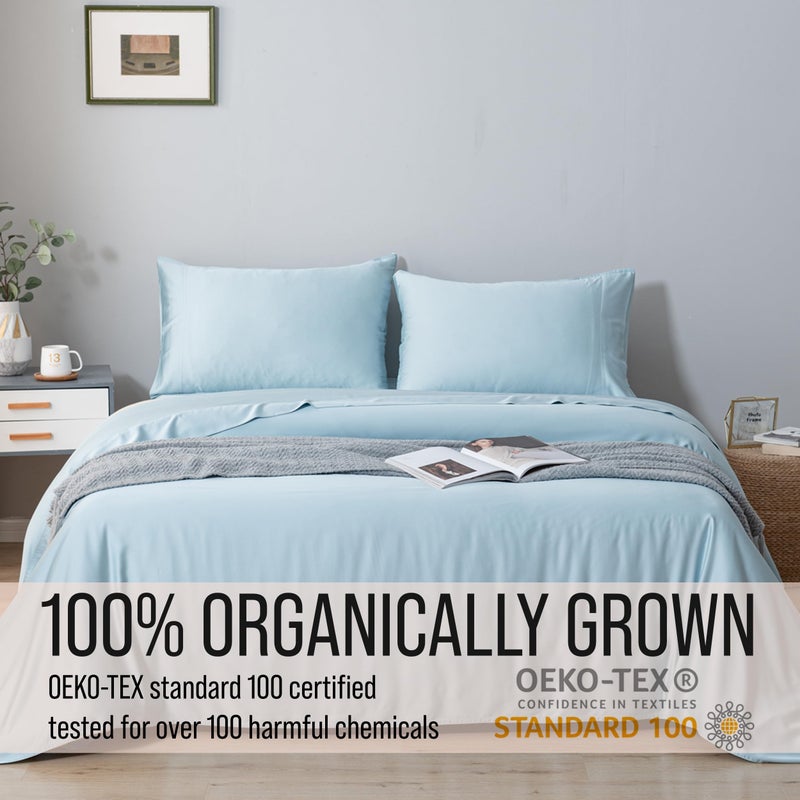 BC BELLA COTERIE Bella Coterie Luxury Bamboo Viscose Split King Size Sheet Set | 2 Fitted Sheets for Sleep Number & Adjustable Beds | 100% Organically Grown | Cooling & Ultra Soft | 18â€ Deep Pocket [Coastal Blue] - Image 5