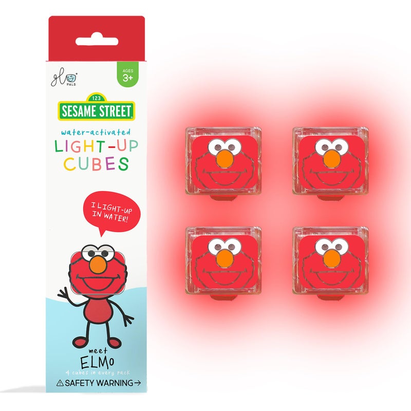 Glo Pals x Sesame Street Water-Activated Light-Up Cubes for Sensory Play (Elmo - Cubes Only) - Easter Basket Stuffers for Kids | Sensory Easter Toys - Image 1
