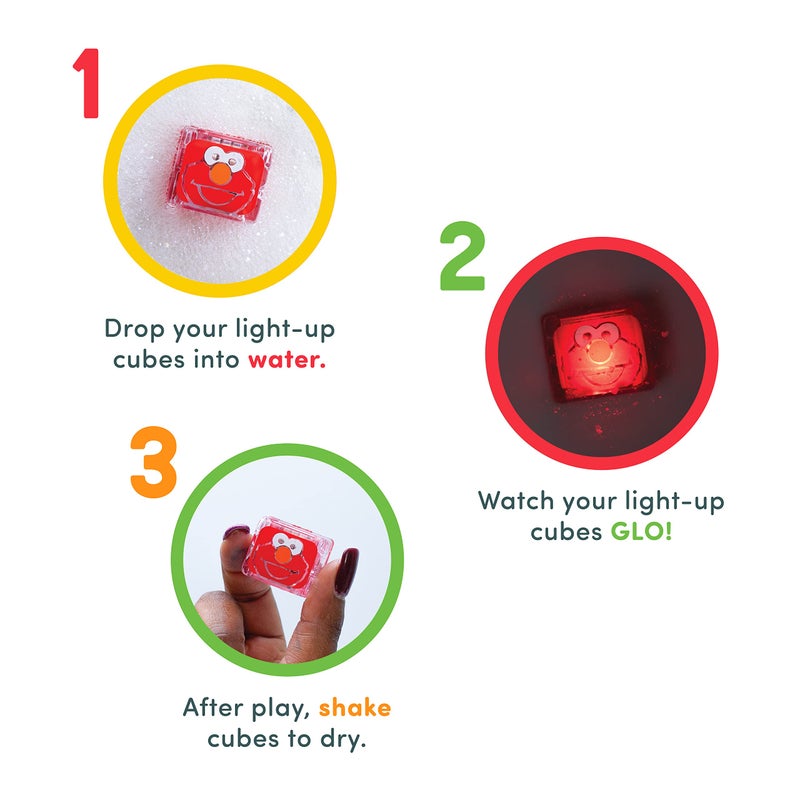 Glo Pals x Sesame Street Water-Activated Light-Up Cubes for Sensory Play (Elmo - Cubes Only) - Easter Basket Stuffers for Kids | Sensory Easter Toys - Image 5
