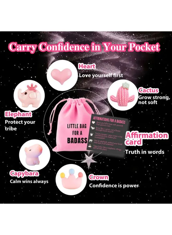 Badass Affirmations Pocket Cards Set with Resin Heart Capybara Elephant for Adults - Image 4