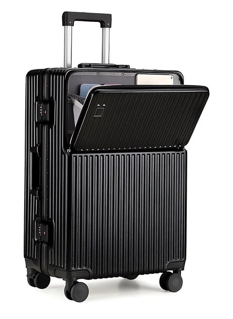 New Travel ABS Luggage, Carry On Cabin Travel Trolley Bag with Combination Lock and 4 Spinner Wheels,ABS+PC Harshell 20 Inch Black