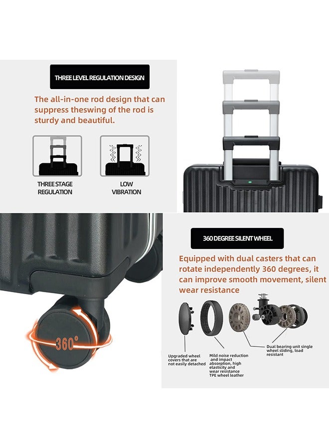 Favarey New Travel ABS Luggage, Carry On Cabin Travel Trolley Bag with Combination Lock and 4 Spinner Wheels,ABS+PC Harshell 20 Inch Black - Image 5