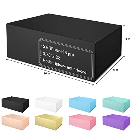 ROSTELACK Black Gift Box 10" x 6" x 3" with Magnetic Closure Lid Gift Boxe for Presents,Bridesmaid Gifts Boxes,Cute Box,Birthday Box,Luxury for Gift Packaging, Magnetic Gift Boxe for Wrapping Gifts (Black) - Image 2