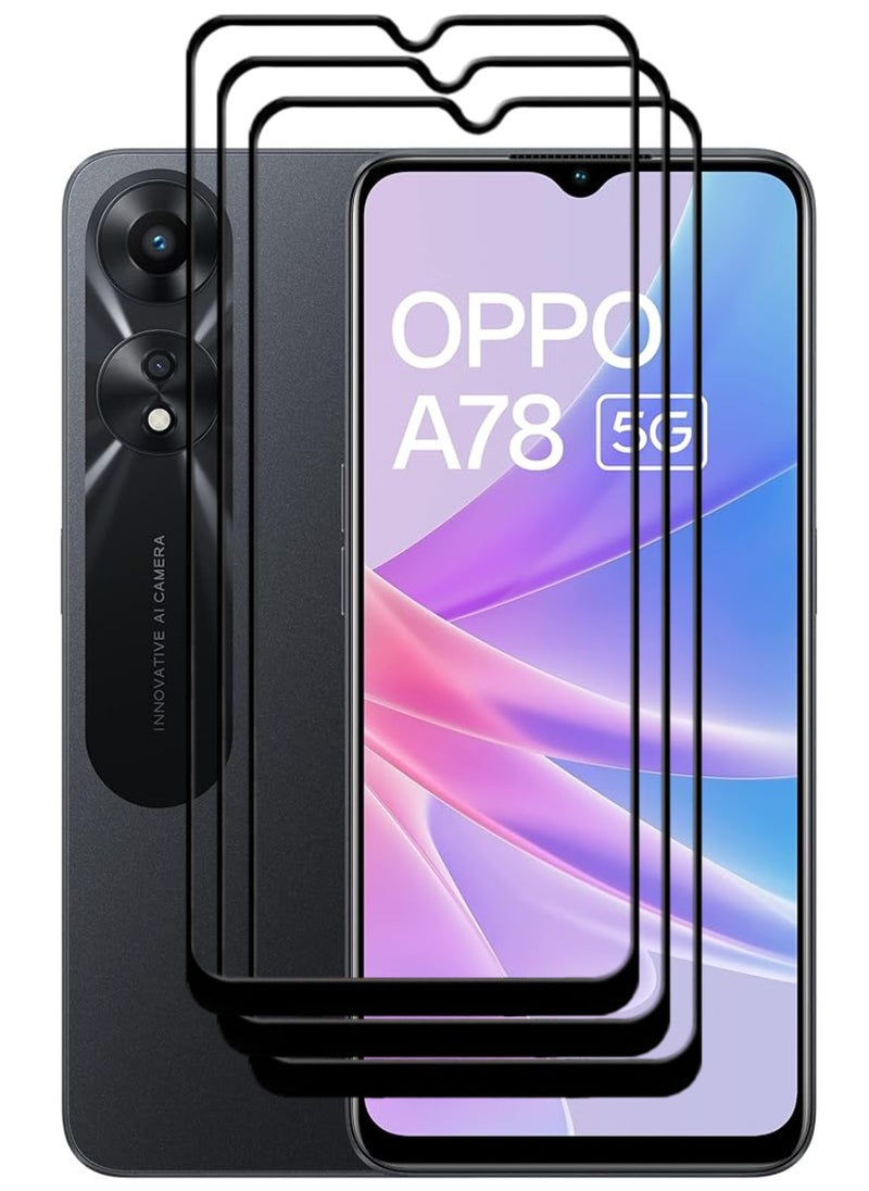 ACLIX 3 Pieces Antistatic ESD Dustproof Premium Quality High Definition Tempered Glass Screen Protector Designed For Oppo A78 - Image 1