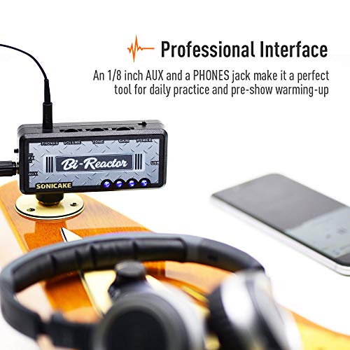 SONICAKE QAP-5 BI Read Guitar Headphone Amp Plug-in USB Chargable Portable Pocket Guitar Headphone Amplifier US Style High Gain Tone with Delay Carry-On Bedroom Effects - Image 5