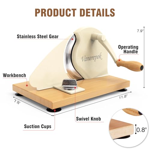 vanerepok Manual Bread Slicer for Homemade Sourdough Bread Versatile Hand Crank Bread Slicer for Sourdough Crusty Bread Etc Stainless Steel Slicers Adjustable Width for Homemade & Commercial Use - Image 2