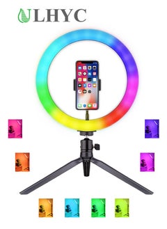 ULHYC RGB Photography Ring Light,2500K-8500K+0-360 Full Color Dimmable RGB Video Light,With Tabletop Tripod Stand 360 Degree Front and Rear Adjustment Angle for Photography,Video Conference,TikTok  - Image 1