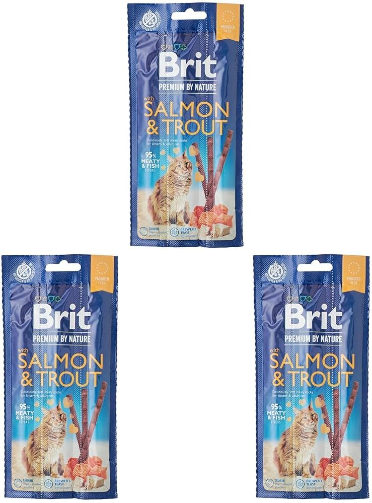 Brit Premium by Nature Cat Sticks with Salmon & Trout, 3pcs (Pack of 3)