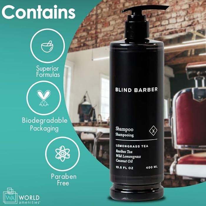 World Amenities Blind Barber Hair Shampoo - Rooibos Tea Fragrance Moisturizing Shampoo with Invigorates Senses - 13.5 fl oz Pump Bottle - Image 5