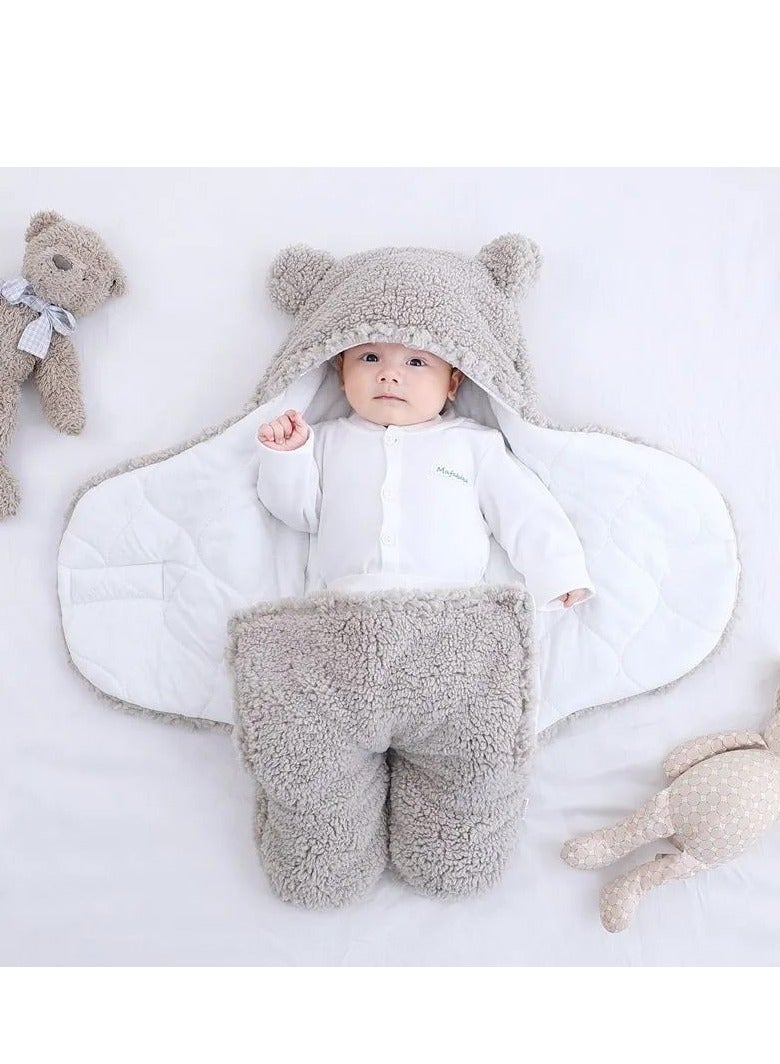 Baby Sleeping Bag Newborn Blankets 3-9 Months Baby Stroller Sleeping Bags Thicken Wrap Boys Girls Sleeping Bags grey - Image 2