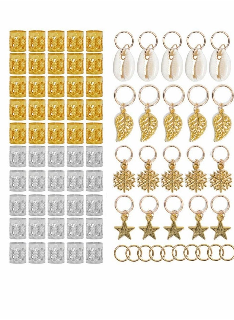 SYOSI - 80 Pieces Hair Jewelry Rings Decorations Aluminum Coil Dreadlocks Braid Metal Cuffs Braiding Beads for Accessory - Image 1