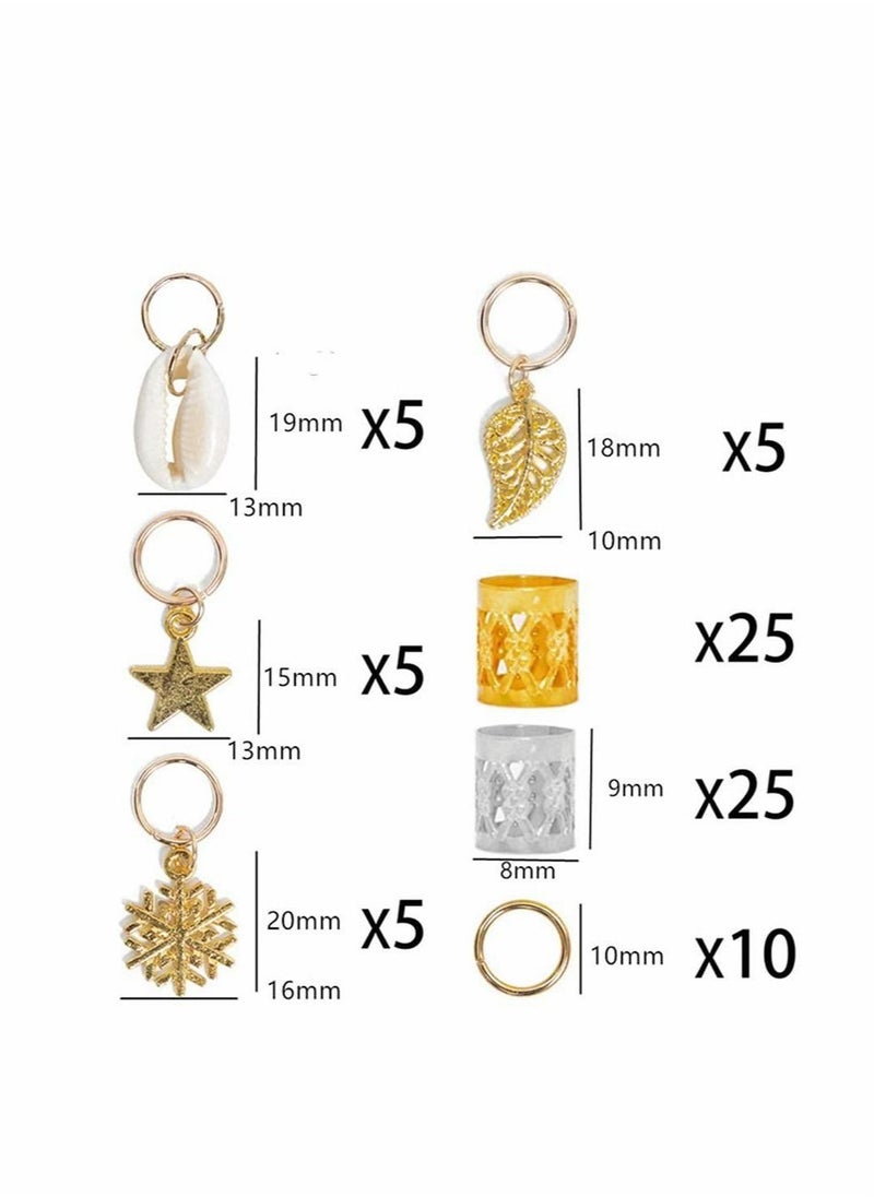 SYOSI - 80 Pieces Hair Jewelry Rings Decorations Aluminum Coil Dreadlocks Braid Metal Cuffs Braiding Beads for Accessory - Image 1