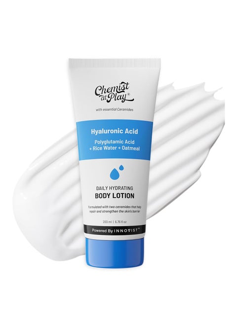 Chemist at Play Hydrating Body Lotion with Rice Water and Hyaluronic Acid for Deep Moisturization All Skin Type Hydrate Dry and Flaky Skin Vegan and Cruelty-Free 200 ml