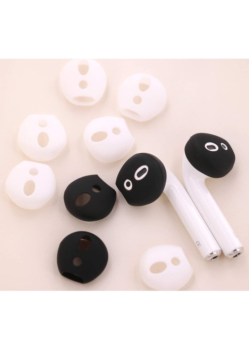 Generic - 5 Pairs Silicone Earbuds for Air Pods 2, Ultra-Thin Slim Rubber Ear Tips Ear Gels Anti-Slip Earbuds Cover, Compatible with Apple AirPods 2 (2 Pairs Black, 3 Pairs White, Fit in The Charging Case) - Image 1