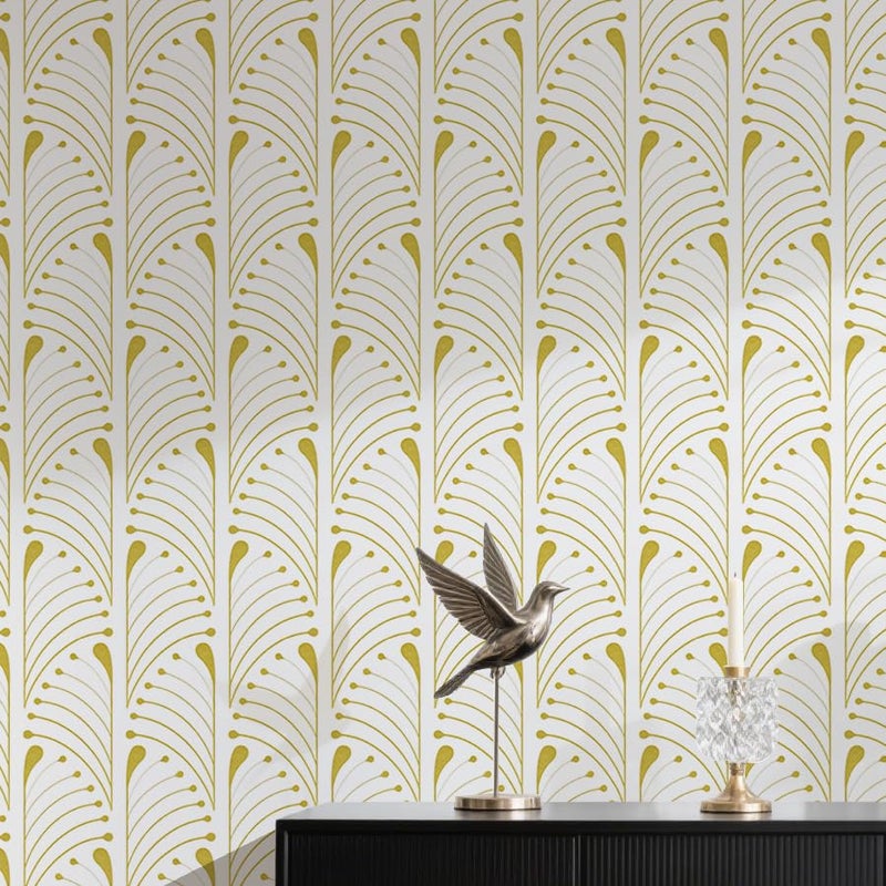 Kitico Peel and Stick Wallpaper Gold and White Wallpaper Geometric Contact Paper Removable Self Adhesive Wall Paper Waterproof for Bathroom/Bedroom/Cabinet/shelf Home Decoration Vinyl Roll 17.3''x118.1'' - Image 1