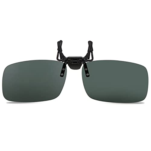 Electomania Polarized Clip-On Sunglasses, Anti-Glare Uv Protection Flip-Up Oval Sunglasses For Prescription Glasses,Men's Sunglasses (Deep Green), Free Size - Image 1