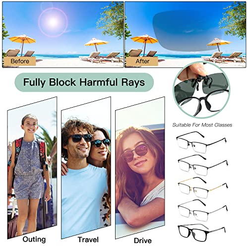 Electomania Polarized Clip-On Sunglasses, Anti-Glare Uv Protection Flip-Up Oval Sunglasses For Prescription Glasses,Men's Sunglasses (Deep Green), Free Size - Image 5