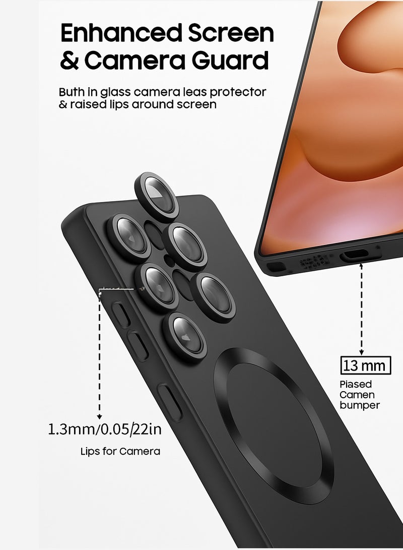 Luxury Matte Magnetic Case for Galaxy S25 Ultra – Soft Bumper Cover with Lens Protector, Shockproof, Wireless Charging Compatible, also fits Samsung Galaxy S25/S24 FE/S23/S22/S21 Ultra/Plus (Men & Women) - Image 4