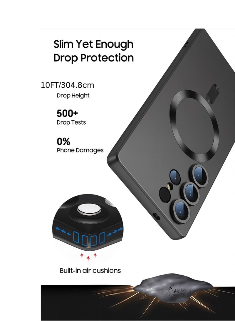 Luxury Matte Magnetic Case for Galaxy S25 Ultra – Soft Bumper Cover with Lens Protector, Shockproof, Wireless Charging Compatible, also fits Samsung Galaxy S25/S24 FE/S23/S22/S21 Ultra/Plus (Men & Women) - Image 5