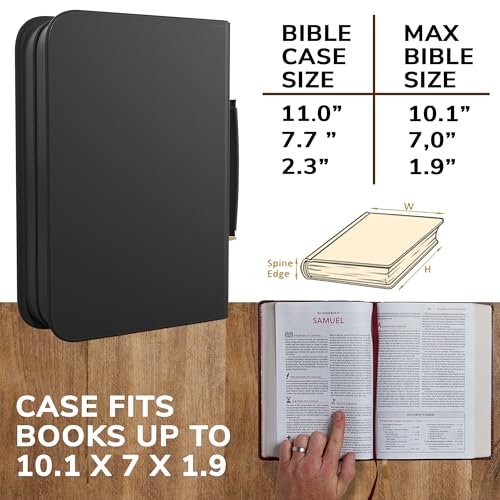DEHITE Bible Cover Case for Women and Men – Leather Bible Carrying Bag Large Size – Fits Book 7 x 10.1 x 1.9 in – Pen Slots – Zippered Pocket – Premium Faux Leather – Black Christian Gift - Image 2