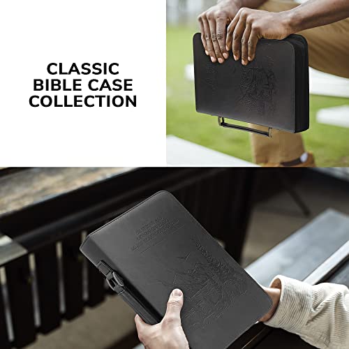 DEHITE Bible Cover Case for Women and Men – Leather Bible Carrying Bag Large Size – Fits Book 7 x 10.1 x 1.9 in – Pen Slots – Zippered Pocket – Premium Faux Leather – Black Christian Gift - Image 5