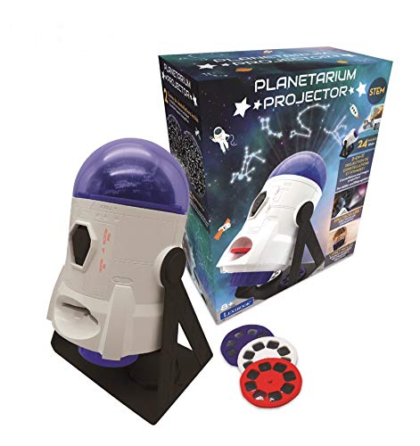 LEXiBOOK 2in1 Constellations and Images Planetarium Projector 24 Images to Discover Space 2 Constellation Domes STEM WhiteBlue NLJ180 - Image 1