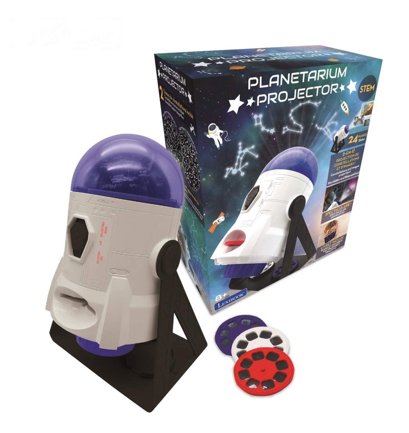 LEXiBOOK 2in1 Constellations and Images Planetarium Projector 24 Images to Discover Space 2 Constellation Domes STEM WhiteBlue NLJ180 - Image 2