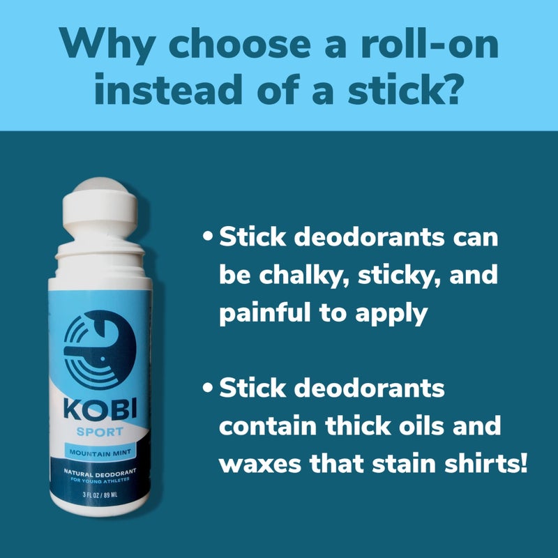 Kobi مزيل العرق كوفي للمراهقين والأطفال والأولاد والبنات - طبيعي، خالي من الألمنيوم، مضاد للحساسية، قوة رياضية - نعناع الجبل - Image 5