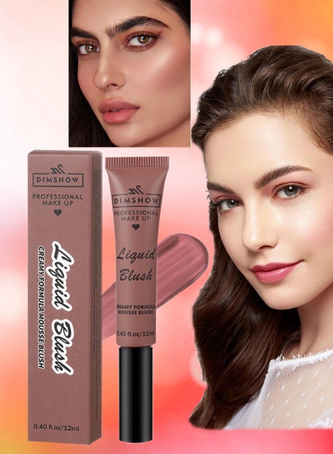 DIMSHOW Liquid Blush Creamy Formula Mousse Blush Creamy Liquid Matte Finish Blusher Face Beauty Makeup Liquid Tinted Mousse Blush Eyeshadow and Lipstick Long Wearing Moisturizing Blush 01 - Image 1