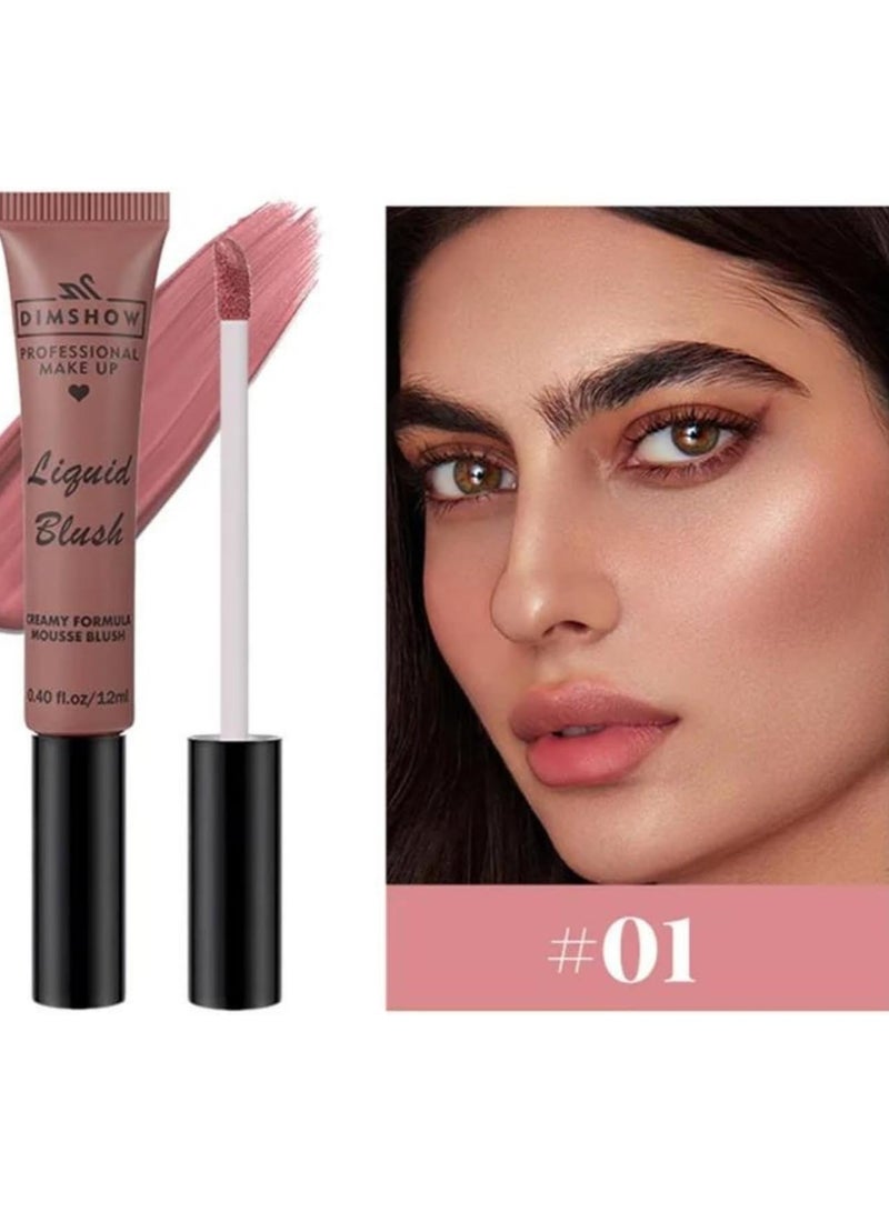 DIMSHOW Liquid Blush Creamy Formula Mousse Blush Creamy Liquid Matte Finish Blusher Face Beauty Makeup Liquid Tinted Mousse Blush Eyeshadow and Lipstick Long Wearing Moisturizing Blush 01 - Image 2