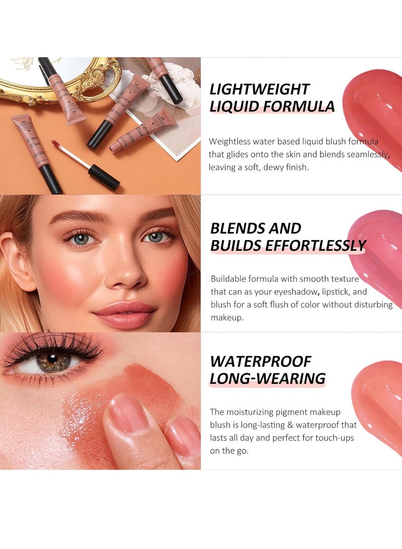 DIMSHOW Liquid Blush Creamy Formula Mousse Blush Creamy Liquid Matte Finish Blusher Face Beauty Makeup Liquid Tinted Mousse Blush Eyeshadow and Lipstick Long Wearing Moisturizing Blush 01 - Image 3