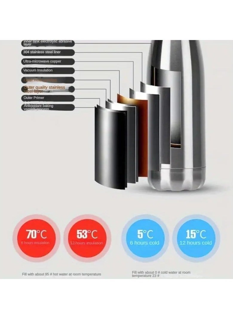 QSHOP Premium Portable  Stainless Steel Thermos Water Bottle 500ml - Vacuum Insulated Flask for Hot and Cold Drinks - Perfect for Home, Office, School, Sports, Camping  - Image 4